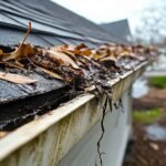 gutter with leaves side house 1 Gutter replacement Gutter replacement Signs It’s Time for Gutter Replacement Instead of Repairs