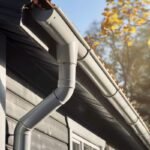 roof showing gutters aluminum soffit back wooden house 1 Prevent Basement Flooding Prevent Basement Flooding How New Gutters Help Prevent Basement Flooding